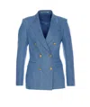 Tagliatore Double-breasted Cotton Jacket With Structured Shoulders In Blue