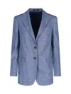 Tagliatore Tailored Jacket With Notched Lapel And Single Vent In Blue