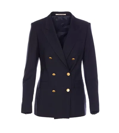 Tagliatore Double-breasted Jacket Jackets Brown In Blue