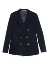 Tagliatore Double-breasted Tailored Blazer With Central Vent In Blue