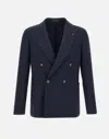 Tagliatore Wool Canvas Double-breasted Blazer In Blue