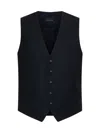 Tagliatore Wool Vest With Adjustable Buckle Strap In Black