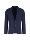 Tagliatore Lapel Single-breasted Jacket With Front Patch Pockets In Blue