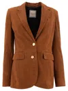 Tagliatore Suede Single-breasted Blazer In Brown