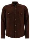 Tagliatore Wayne Long-sleeved Suede Overshirts In Brown