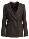 Tagliatore Tailored Jacket With Flap Pockets And Notch Lapel In Brown