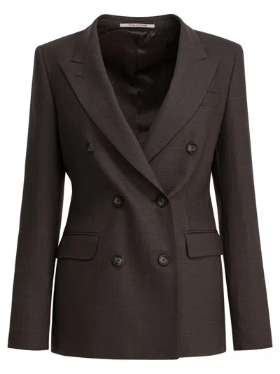 Tagliatore Tailored Jacket With Flap Pockets And Notch Lapel In Brown
