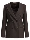 Tagliatore Tailored Jacket With Flap Pockets And Notch Lapel In Brown