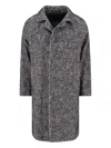 Tagliatore Multicolour Herringbone Coat With Structured Collar And Belted Waist In Gray