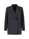 Tagliatore Double-breasted Tailored Jacket Front Pockets In Gray
