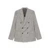 Tagliatore Textured Double-breasted Wool Blend Blazer In Gray