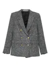 Tagliatore Tailored Double-breasted Jacket With Textured Plaid Pattern In Gray