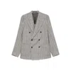 Tagliatore Textured Double-breasted Wool Blend Blazer In Gray