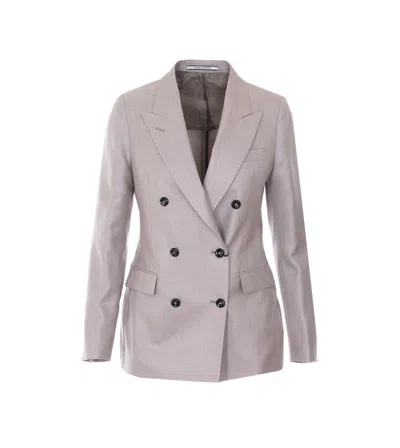 Tagliatore V-neck Double-breasted Blazer In Neutral