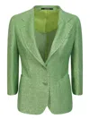 Tagliatore Glitter-detail Single-breasted Blazer In Green