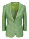 Tagliatore Glitter-detail Single-breasted Blazer In Green