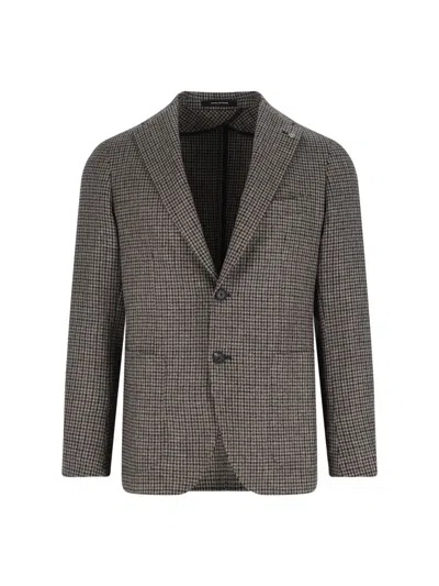 Tagliatore Single-breasted Virgin Wool Blazer In Brown