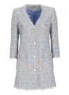 Tagliatore Frayed Edge Button Front Blazer In Multicolour