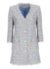 Tagliatore Frayed Edge Button Front Blazer In Multicolour