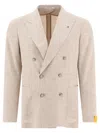 Tagliatore Double-breasted Textured Jacket With Structured Lapel In Neutral