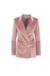 Tagliatore Velvet Double-breasted Jacket In Pink