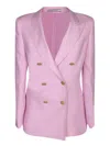 Tagliatore Double-breasted Linen Jacket In Pink