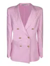 Tagliatore Double-breasted Linen Jacket In Pink