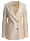 Tagliatore Tailored Double-breasted Jacket With Textured Fabric In Brown