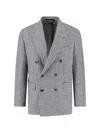 Tagliatore Double-breasted Houndstooth Blazer Button Detailing In White