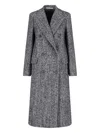 Tagliatore Black Chevron Wool Blend Amanda Coat In Gray
