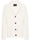 Tagliatore Shawl-collar Ribbed Cardigan In White