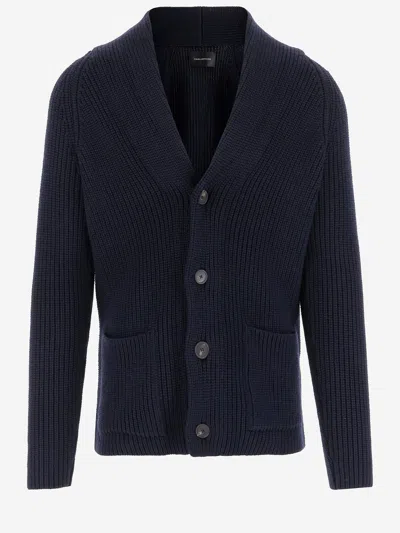 Tagliatore Jackson Stretch Wool Cardigan In Blue