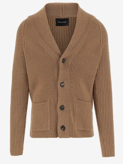 Tagliatore Jackson Stretch Wool Cardigan In Brown