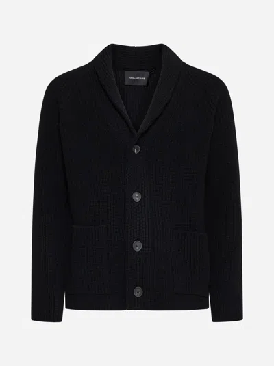 Tagliatore Jackson Wool-blend Cardigan In Black