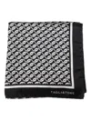 Tagliatore Black Monogram Silk Twill Scarf In Black