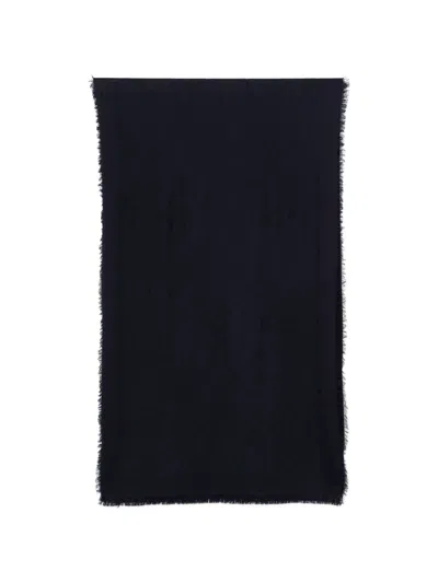 Tagliatore Jacquard-logo Frayed Scarf In Black