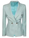 Tagliatore Double-breasted Tweed Blazer In Azzurro