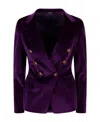 Tagliatore Jalicya Velvet Double-breasted Blazer In Black