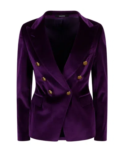 Tagliatore Jalicya Velvet Double-breasted Blazer In Black