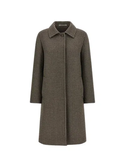 Tagliatore Jane Houndstooth-pattern Coat In Gray