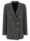 Tagliatore Jasmine Check-patterned Double-breasted Blazer In Gray