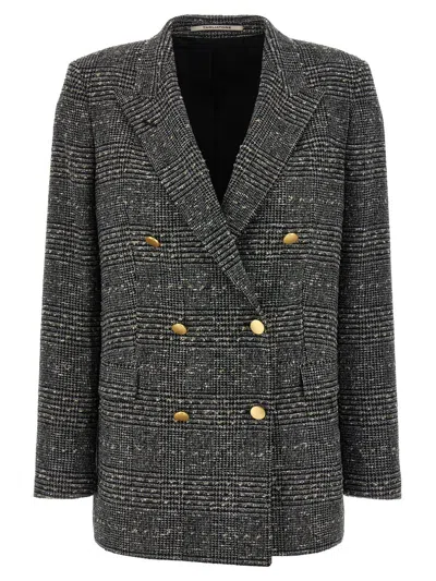 Tagliatore Jasmine Check-patterned Double-breasted Blazer In Gray
