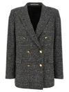 Tagliatore Double Breasted Herringbone Pattern Jacket In Gray