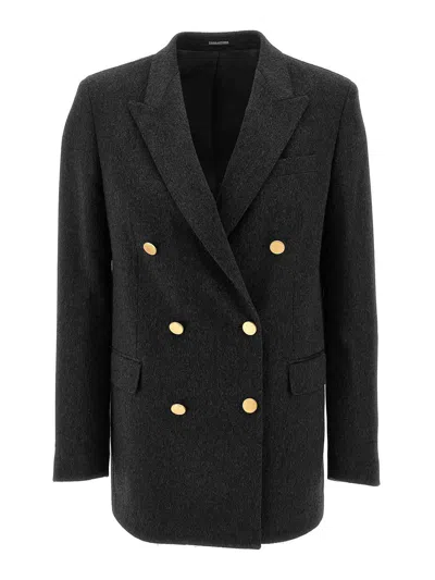 Tagliatore Buttons Double-breasted Blazer In Black