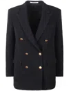 Tagliatore Double-breasted Houndstooth Jacket With Tailored Silhouette In Black