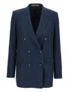 Tagliatore Tailored Jacket With Structured Shoulders And Vent In Blue