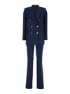 Tagliatore Jasmine Blue Double-breasted Suit With Peak Revers In Fabric Woman In Blue