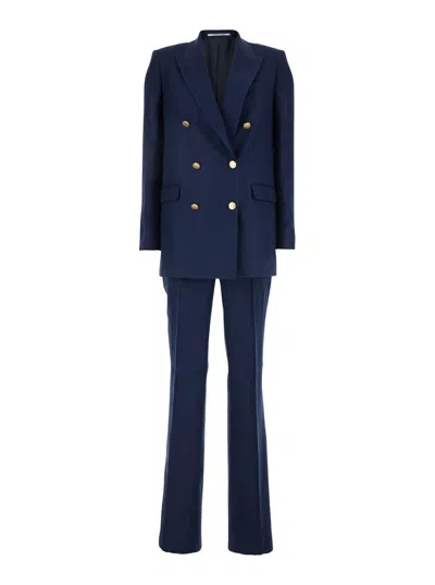 TAGLIATORE 'JASMINE' BLUE DOUBLE-BREASTED SUIT WITH PEAK REVERS