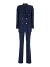 Tagliatore Jasmine Blue Double-breasted Suit With Peak Revers In Fabric Woman In Blu