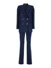 Tagliatore Jasmine Blue Double-breasted Suit With Peak Revers In Fabric Woman In Blue